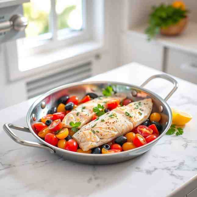 One-Pan Mediterranean Sole - Diet Fish and Vegetables for One